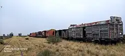 Gran cantidad de vagones de cargas y furgones abandonados en los desvíos cercanos de la estación.