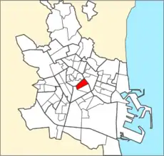 Localización del barrio en Valencia.