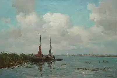 Barcos de pesca cerca de Kortenhoef (alrededor de 1920).