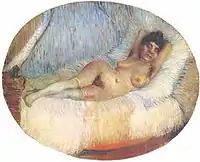 Mujer desnuda sobre una cama (1887)por Vincent van Gogh