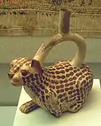 Jaguar. Cerámica pictórico-escultórica zoomorfa.