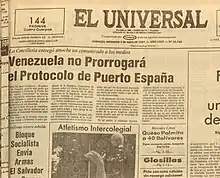 "Venezuela no prorrogará el Protocolo de Puerto España", El Universal , 5 de abril de 1981.