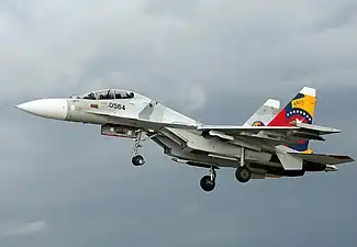 Avión de caza Sukhoi Su-30 de la Fuerza Aérea Venezolana.