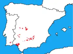 Distribución de L. pardinus en 2021Proyecto LIFE-Naturaleza «Recuperación de las poblaciones de Lince Ibérico en Andalucía», LIFEO2/NAT/E/8609 Consejería de Medio Ambiente. Junta de Andalucía, 1995–2009