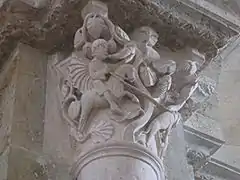 San Huberto en un capitel de la basílica de Vézelay.