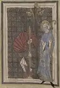 Santo Omer hace plantar una cruz a Journy ; Vida de Santo Omer ; siglo XI, Capítulo de la Catedral ; Ms 698. Biblioteca municipal de santo-Omer.