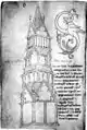 Las primeras búsquedas para la representación de los escorzos ya aparecen en el Album de Villard de Honnecourt. El folio 12 muestra una torre de reloj dibujada en una perspectiva ingenua que puede ser fruto de haberse copiado del natural (Jorge Sáinz, El dibujo de arquitectura, Reverte, 2005,Reverte, 2005, ISBN 84-291-2106-4, pg. 128).