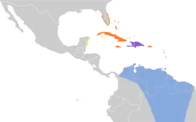 Distribución geográfica del vireo bigotudo.