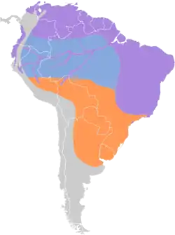 Distribución geográfica del vireo chiví.