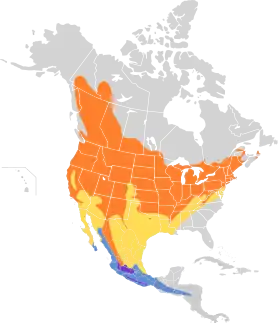 Distribución geográfica del vireo gorjeador.