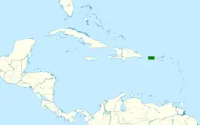 Distribución geográfica del vireo puertorriqueño.