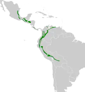 Distribución geográfica del vireo coronipardo.