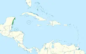 Distribución geográfica del vireo yucateco.