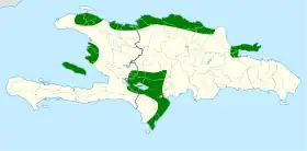 Distribución geográfica del vireo de La Española.