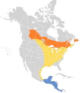 Distribución geográfica del vireo de Filadelfia