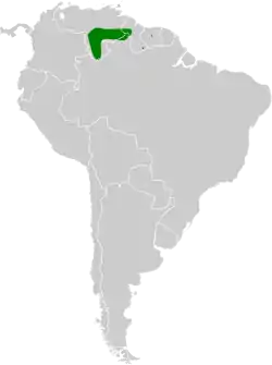 Distribución geográfica del verdillo de tepuí.