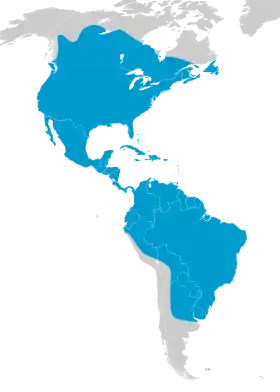 Distribución de la familia Vireonidae del Nuevo Mundo