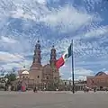 Vista de la Catedral de Aguascalientes desde la Plaza Patria