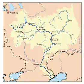 Tver en mapa del río Volga