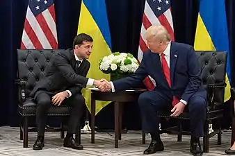El presidente ucraniano Volodímir Zelenski y el presidente estadounidense Donald Trump en septiembre de 2019.