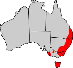 Distribución, en rojo, de V. ursinus