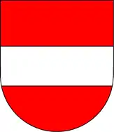Escudo de la antigua dinastía austríaca Babenberg, hoy parte del escudo de Austria; data al menos del siglo XIII.