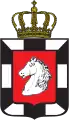 Versión oficial del Escudo de armas del Ducado de Lauenburgo en 1867 con los colores de la Casa Hohenzollern (blanco y negro).