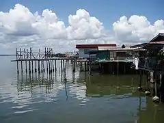 Water village in Kampung Buli Sim Sim , Sandakan, seaward side