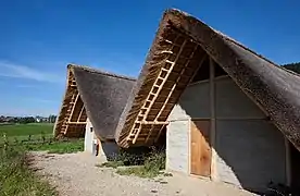 Reconstrucción de un asentamiento sobre pilotes cerca de la estación de tren de Wauwil (Wauwilermoos)