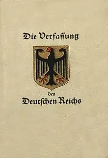 Die Verfassung des Deutschen Reichs, la llamada "Constitución de Weimar" de 1919.