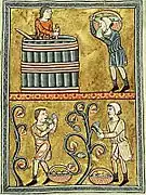 Ilustración en un salterio iluminado, hacia 1180.