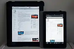 iPad (izquierda) comparado con el Kindle Fire (derecha)