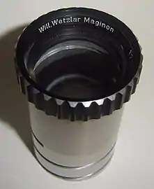 Objetivo de un proyector Maginon, fabricado por Wilhelm Wetzlar, 1:2.8/100