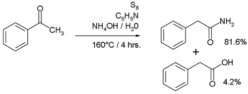 Willgerodt reaction with acetophenone