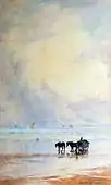 Coche de caballos en la playa, de William Ayerst Ingram (Newlyn).