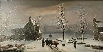 Winterlandschap met figuren en koeien (Paisaje invernal con figuras y vacas).