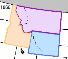 Territorios de Idaho, Montana y Wyoming en 1868.
