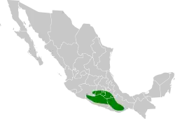 Distribución geográfica del mosquero del Balsas.