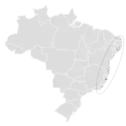 Distribución geográfica del cotinga aliblanco.