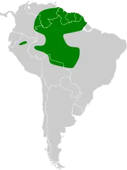 Distribución geográfica del cotinga pompadour.