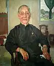 Retrato de la señora Cheng (1941)Tamaño: 79,5 x 65 cmTécnica: Óleo sobre tablaPintado por Xu en Ipoh, cuando Cheng tenía 92 años y era la madre de Cheong Chee (1885-1954), un rico empresario de minas de estaño chino y filántropo en Malaya.