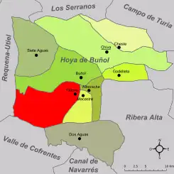 Localización en la comarca de la Hoya de Buñol