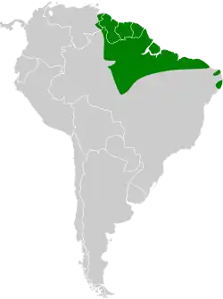 Distribución geográfica del mosquerito guayanés.