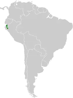 Distribución geográfica del mosquerito de Loja.