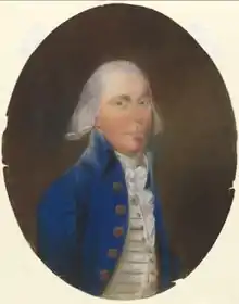 William B. Monkhouse, retrato al pastel de autor desconocido, hacia 1768, (Biblioteca Nacional de Australia).