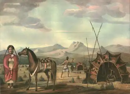Toldera de indígenas en Sierra de la Ventana según Charles Henri Pellegrini, 1830