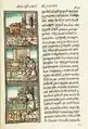 De los oficiales de pluma, descripción de la actividad de los artesanos del arte plumaria azteca (amantecas) en el libro de Bernardino de Sahagún Historia general de las cosas de Nueva España (Códice florentino, f. 65).
