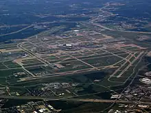 Aerial view of the DFW airport