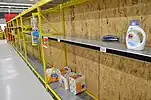 A No Frills with empty shelves due to panic buying
