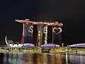Marina Bay Sands and ArtScience Museum lit up with messages of hope